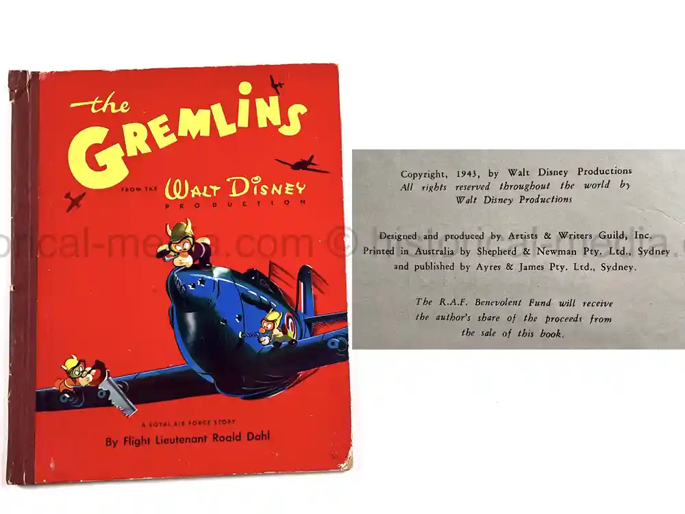 RARE FIRST EDITION WARTIME DISNEY BOOK - THE GREMLINS by ROALD DAHL