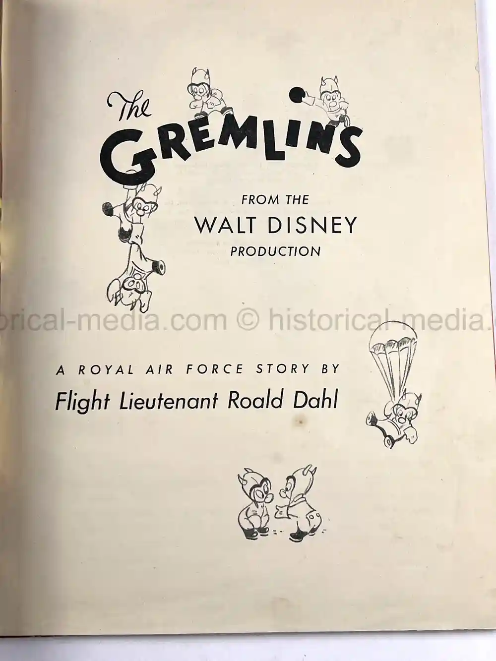 RARE FIRST EDITION WARTIME DISNEY BOOK - THE GREMLINS by ROALD DAHL