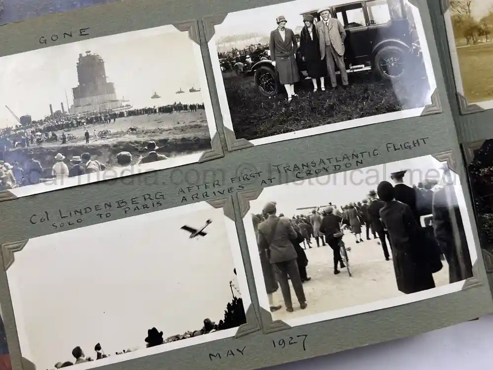 BRITISH INTER-WAR PHOTO ALBUM - ORIGINAL CHARLES LINDBERGH FIRST POST TRANSATLANTIC FLIGHT