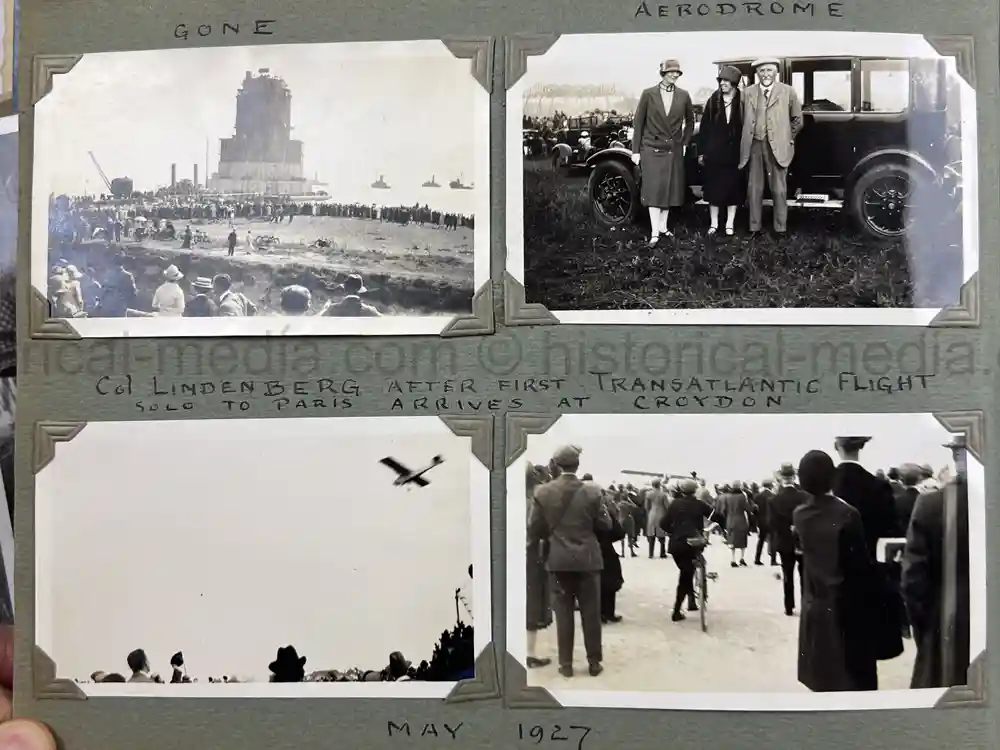 BRITISH INTER-WAR PHOTO ALBUM - ORIGINAL CHARLES LINDBERGH FIRST POST TRANSATLANTIC FLIGHT