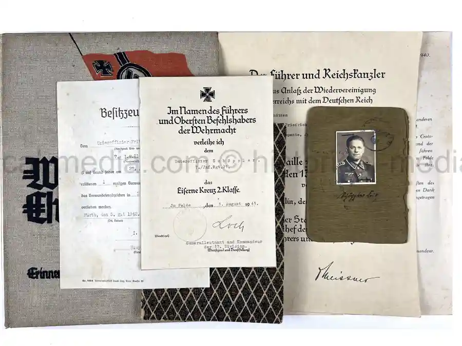 GERMAN WWII AWARD DOCUMENT GROUPING - 17 INF. DIVISION GERMAN WWII AWARD DOCUMENT GROUPING - 17 INF. DIVISION