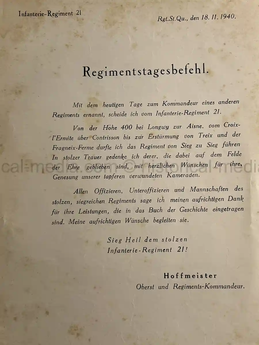 GERMAN WWII AWARD DOCUMENT GROUPING - 17 INF. DIVISION GERMAN WWII AWARD DOCUMENT GROUPING - 17 INF. DIVISION