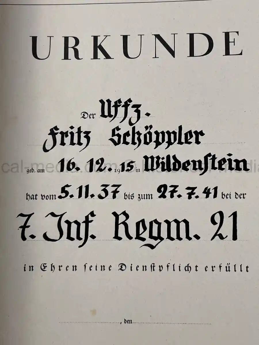 GERMAN WWII AWARD DOCUMENT GROUPING - 17 INF. DIVISION GERMAN WWII AWARD DOCUMENT GROUPING - 17 INF. DIVISION