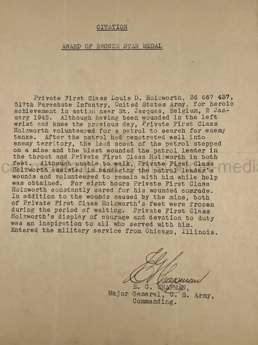 US WWII SILVER STAR MEDAL & CITATION GROUPING - 517th PARACHUTE INFANTRY REGIMENT - OPERATION DRAGOON - POW US WWII SILVER STAR MEDAL & CITATION GROUPING - 517th PARACHUTE INFANTRY REGIMENT - OPERATION DRAGOON - POW