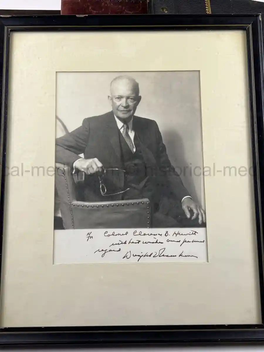  WWII PHOTO ALBUM GROUPING WITH SIGNED MACARTHUR & EISENHOWER FRAMED PHOTOS - 88th BLUE DEVILS