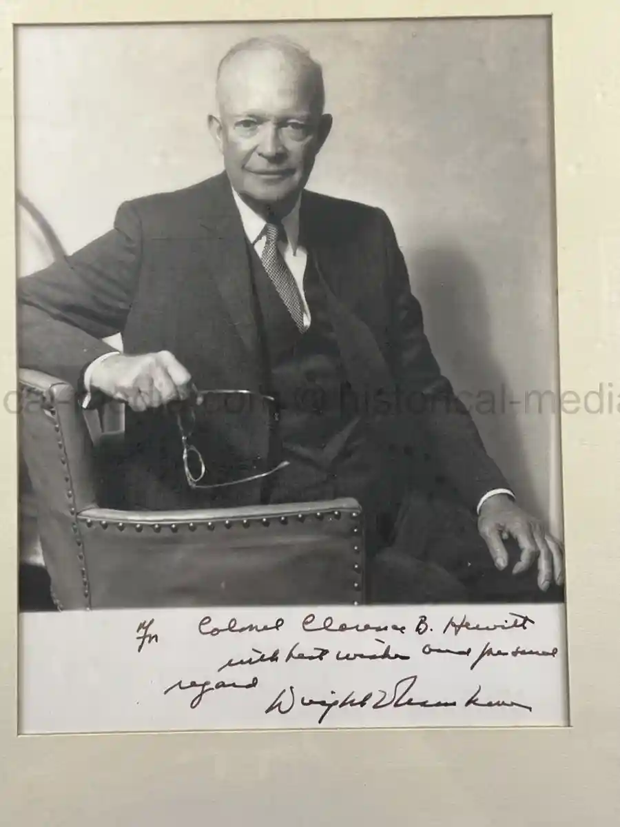  WWII PHOTO ALBUM GROUPING WITH SIGNED MACARTHUR & EISENHOWER FRAMED PHOTOS - 88th BLUE DEVILS