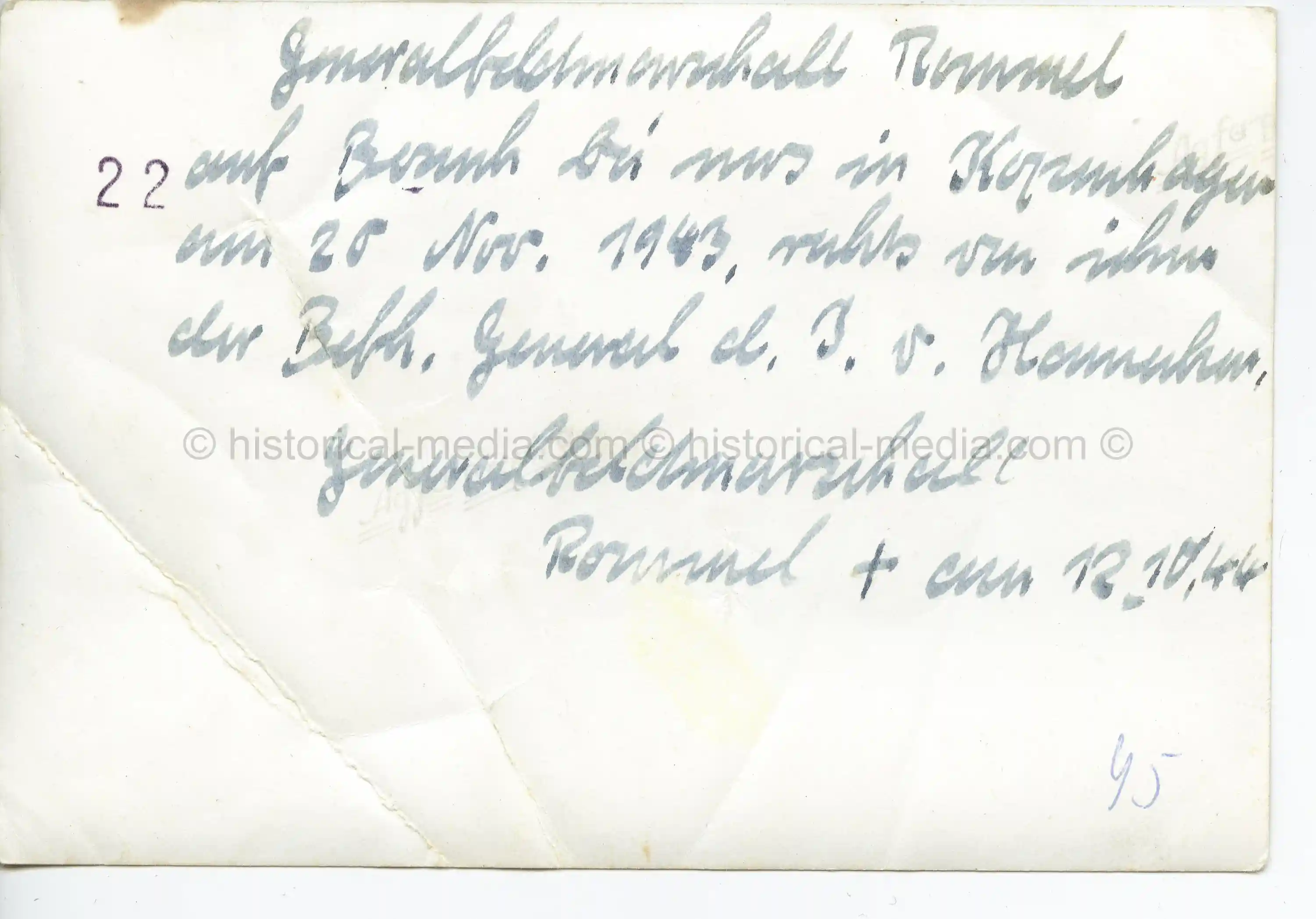 ORIGINAL PRIVATE PHOTO OF ERWIN ROMMEL - NOV. 1943