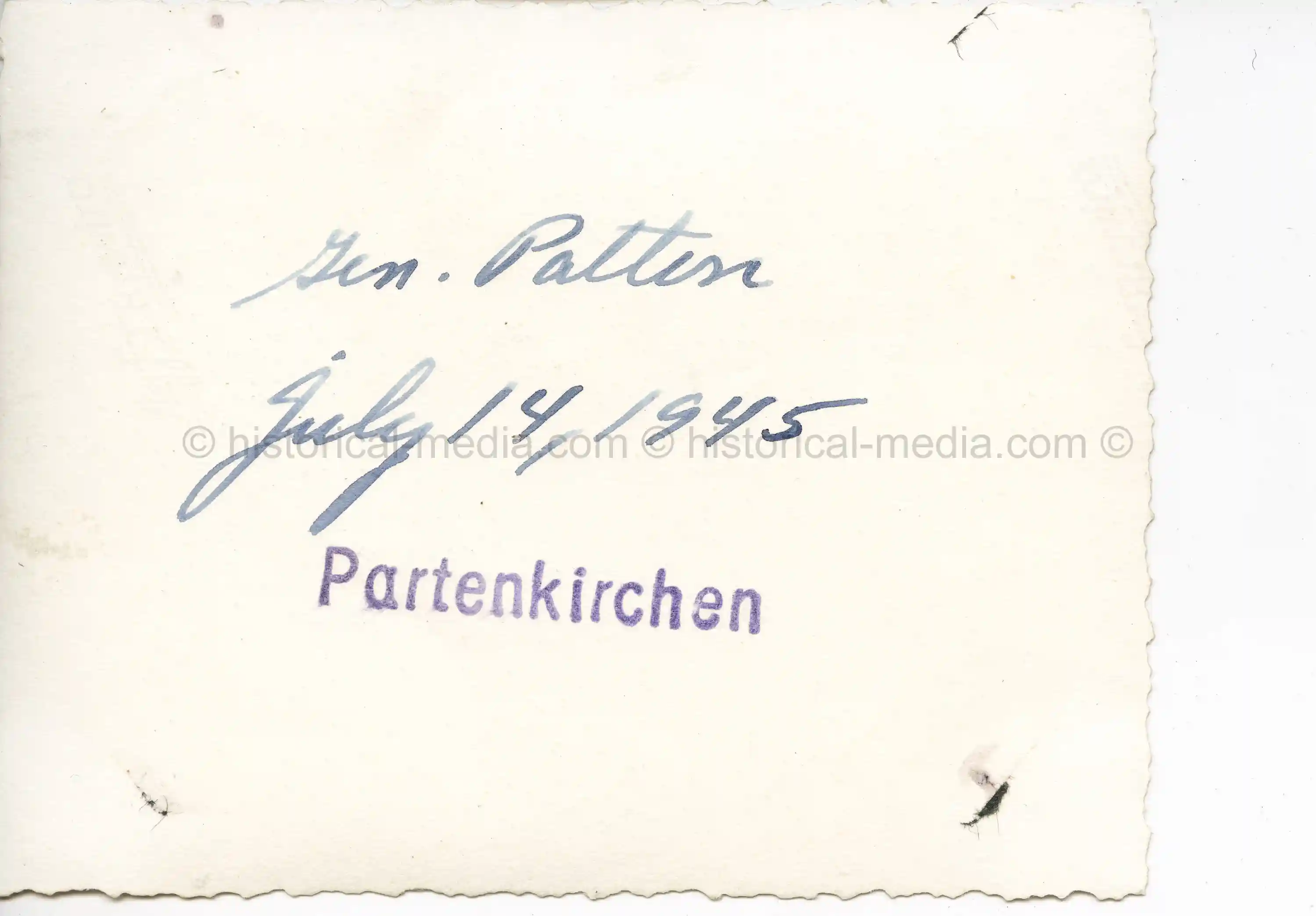ORIGINAL PRIVATE PHOTO OF GENERAL GEORGE PATTON - JULY 1945 - PARTENKIRCHEN, GERMANY