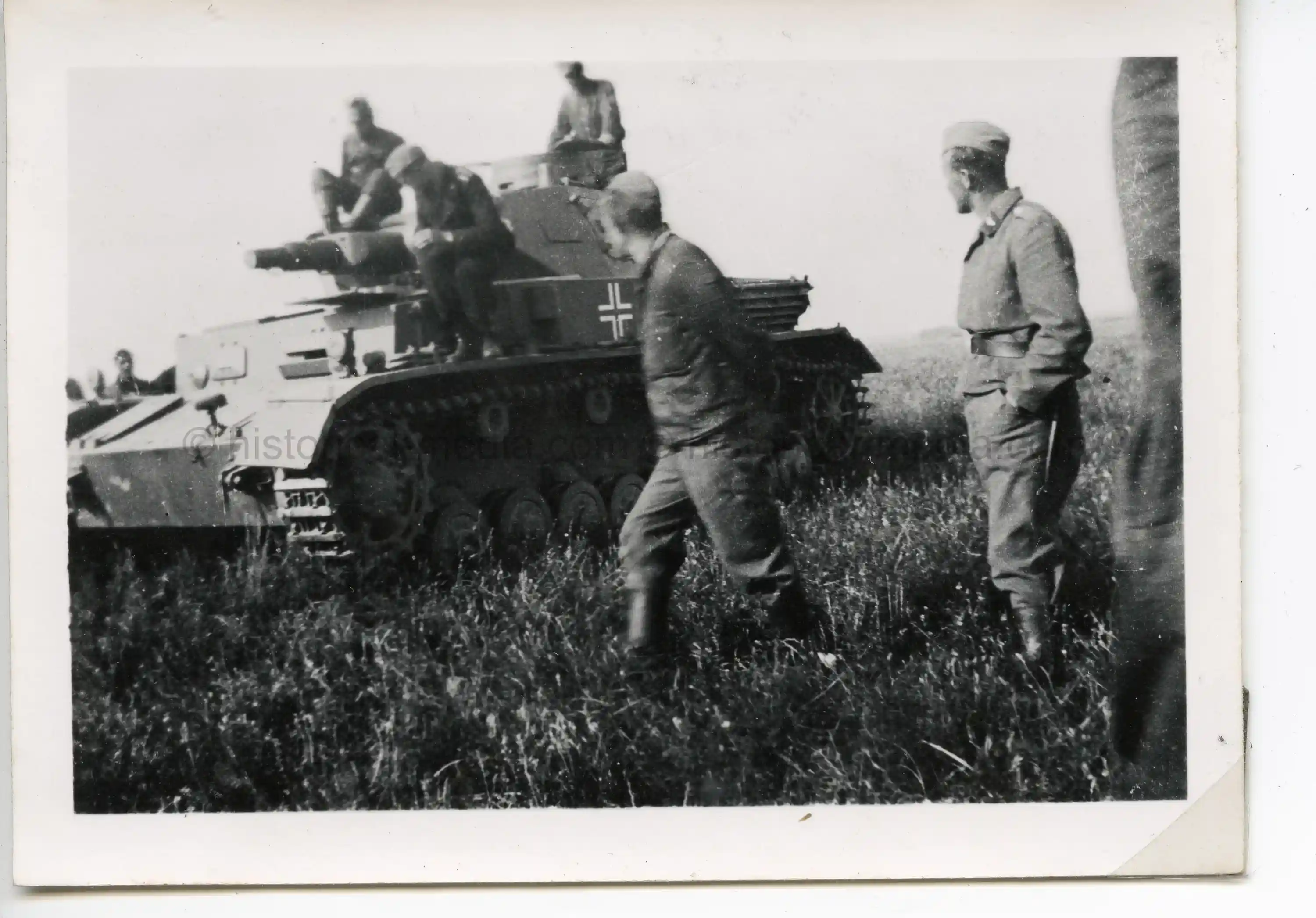 GERMAN PHOTO OF A PANZER III TANK IN ACTION IN POLAND 1939