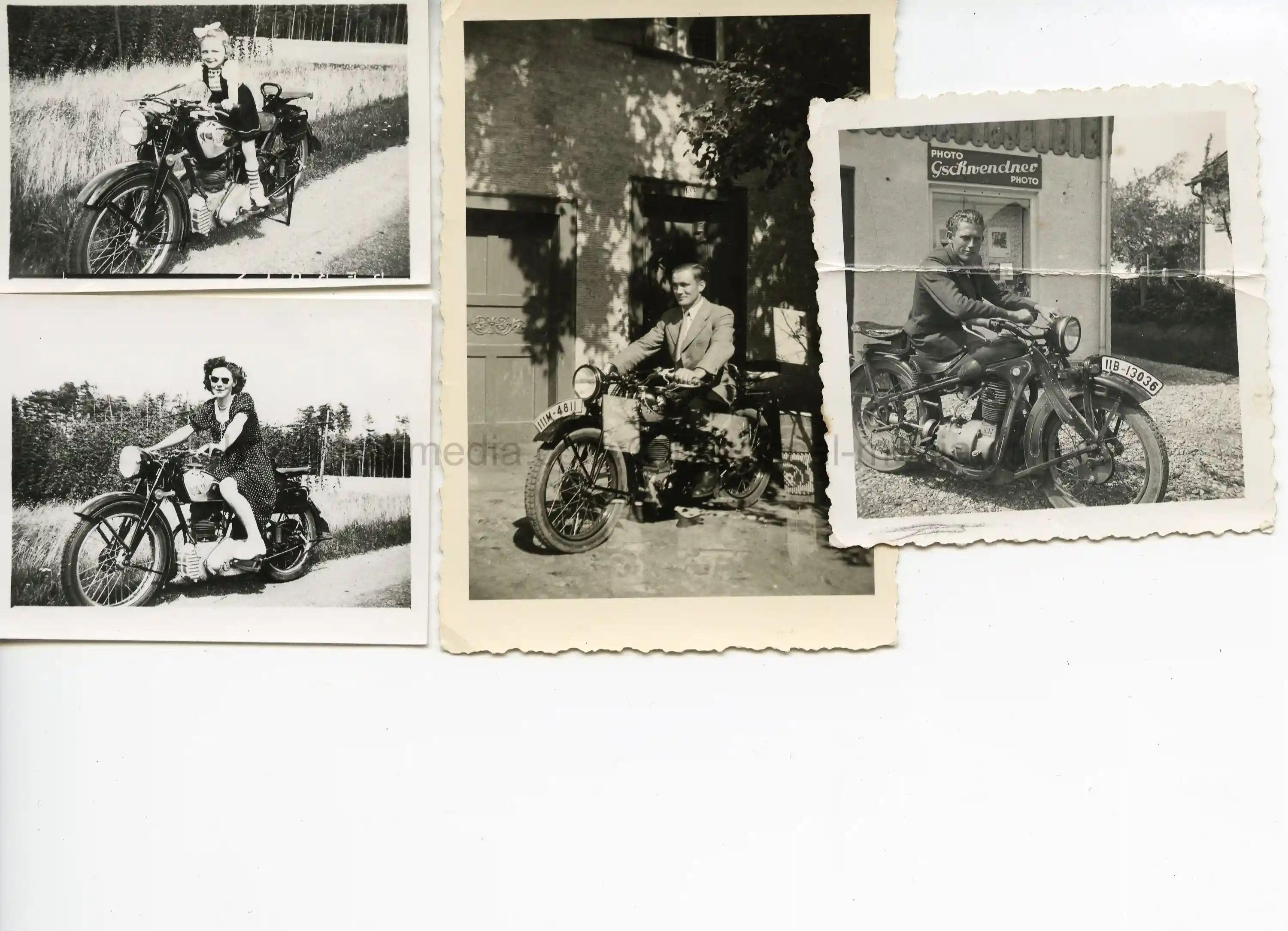 5X PHOTOS OF GERMAN CIVILIANS ON MOTORCYCLES