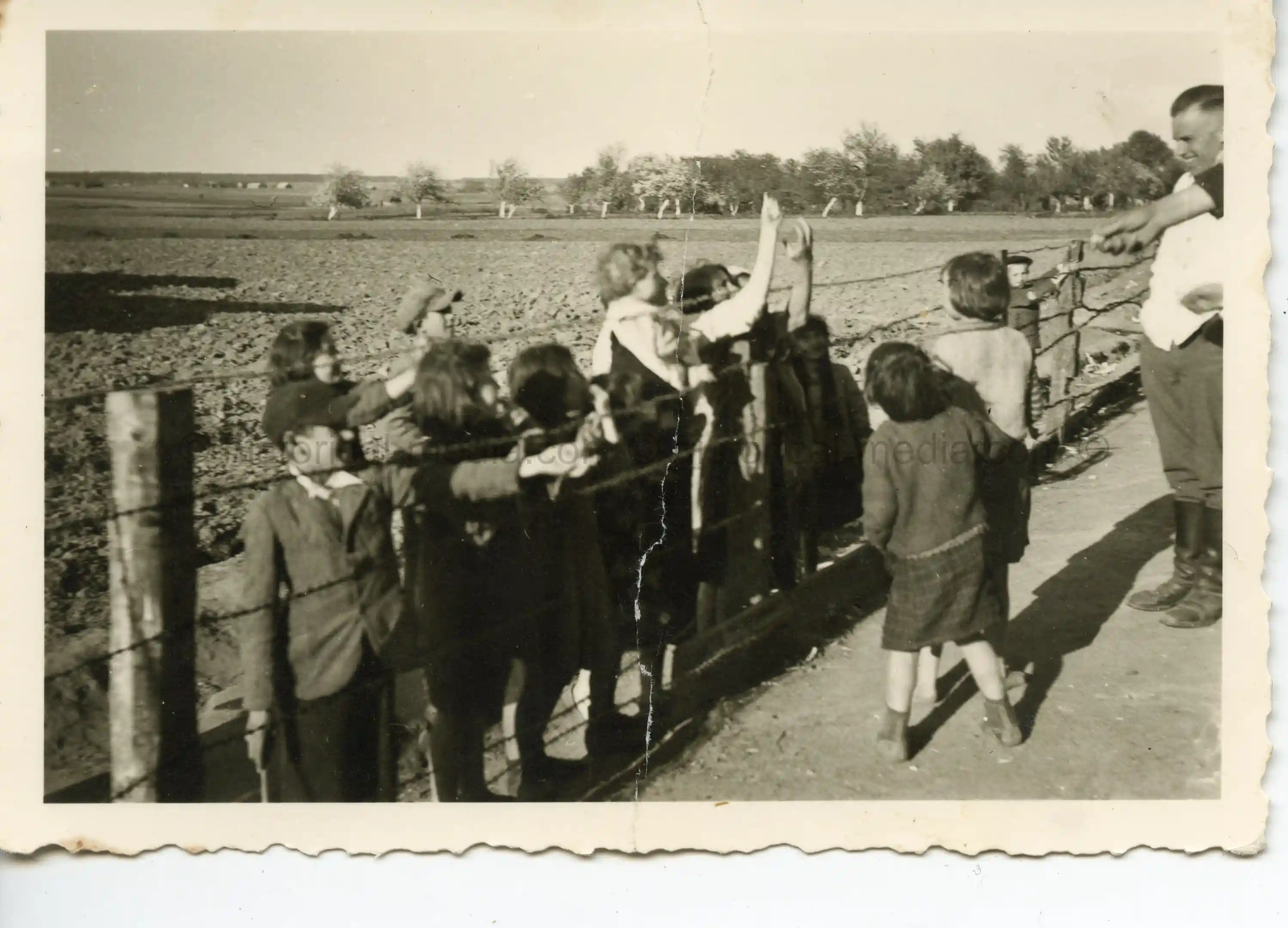 PHOTO OF JEWISH CHILDREN BEGGING FROM GERMAN SOLDIERS (SLONIM?)