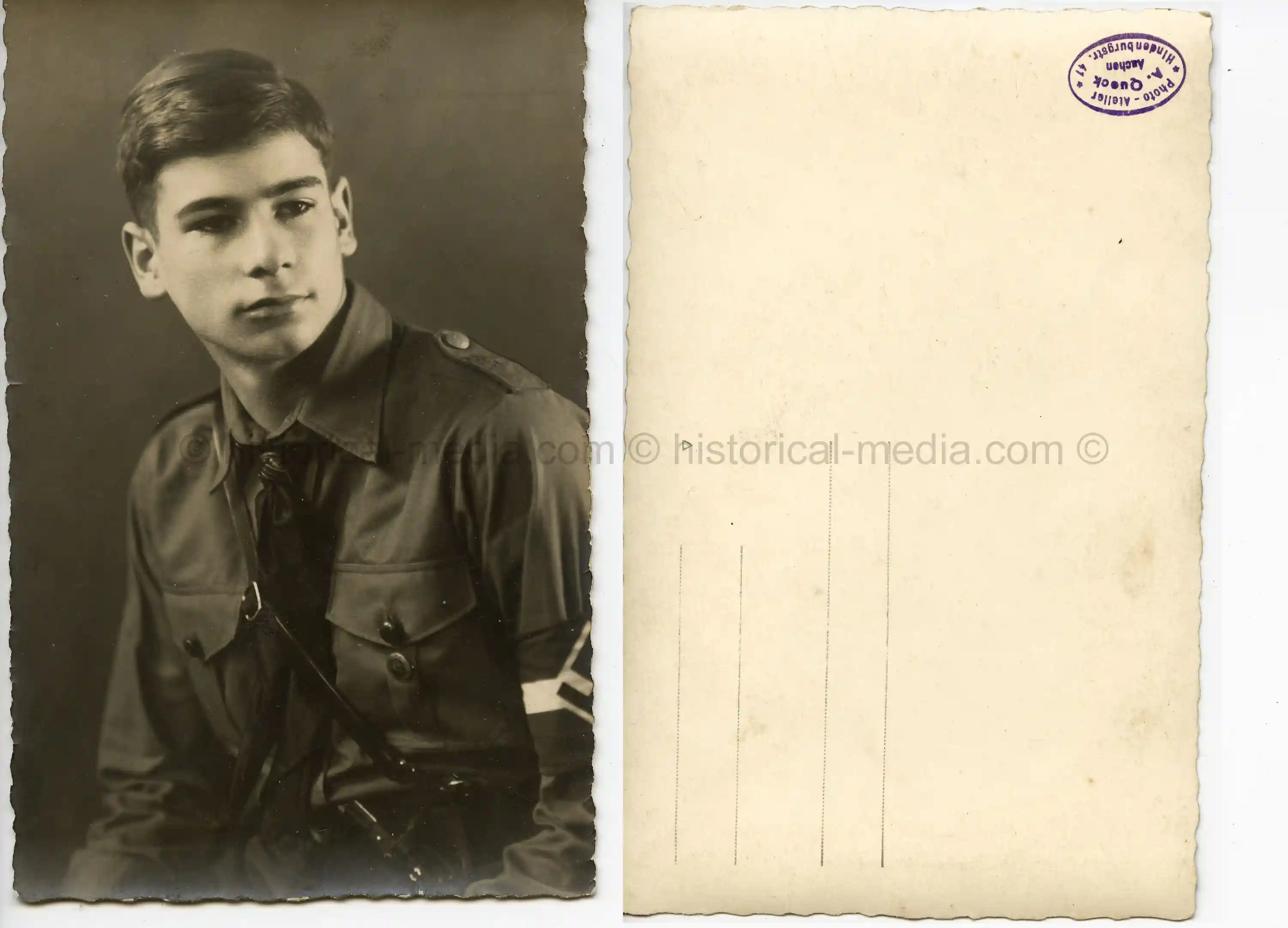 STUDIO PORTRAIT PHOTO OF HITLER JUGEND BOY