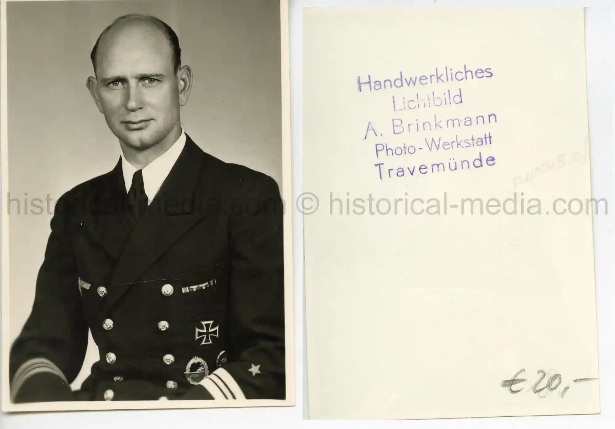 STUDIO PORTRAIT PHOTO KRIEGSMARINE DESTROYER BADGE + EK1