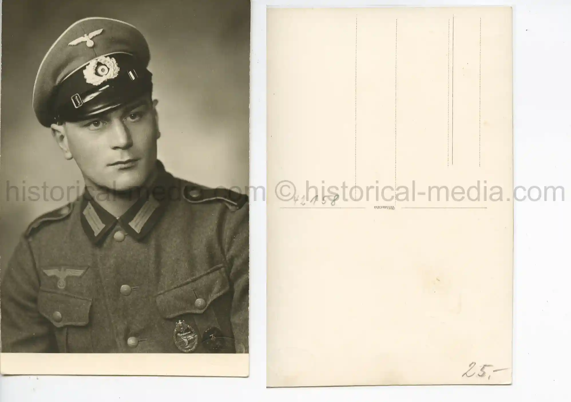 STUDIO PORTRAIT PHOTO - PANZER BADGE & WOUND BADGE