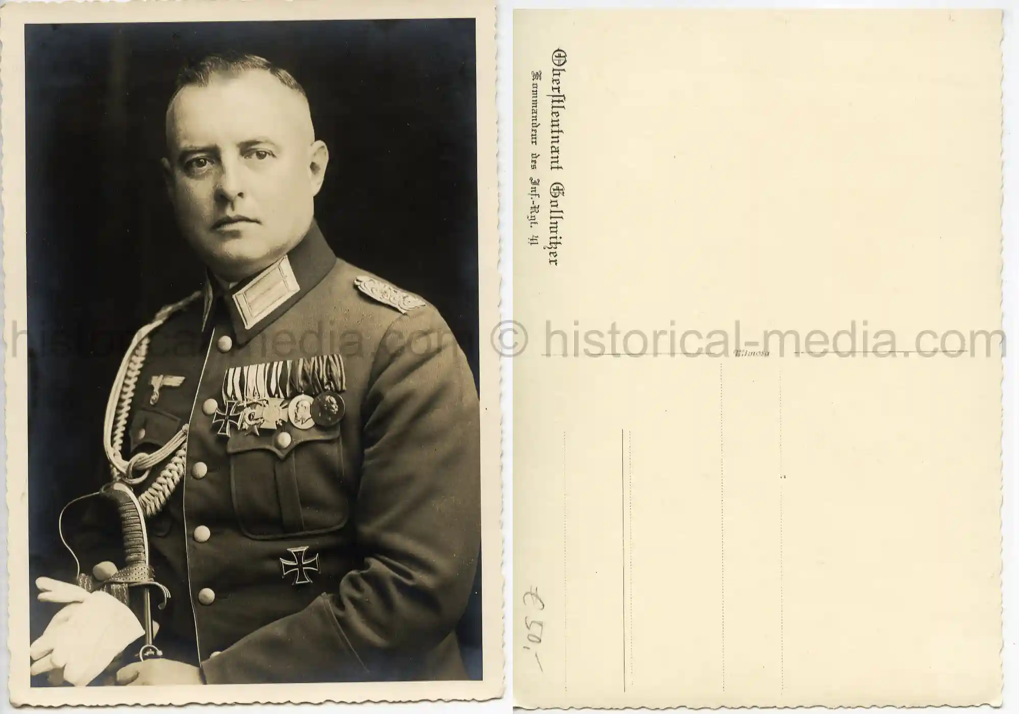 KNIGHTS CROSS WINNER POSTCARD PORTRAIT PHOTO - GENERAL Gollwitzer, Friedrich 