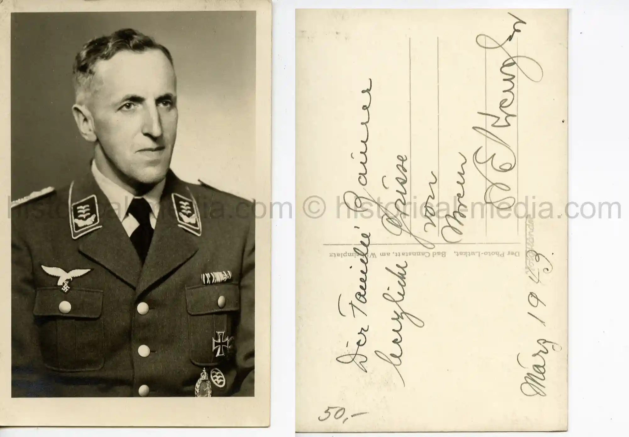 STUDIO PORTRAIT PHOTO WWI AVIATION MEDALS & EK1