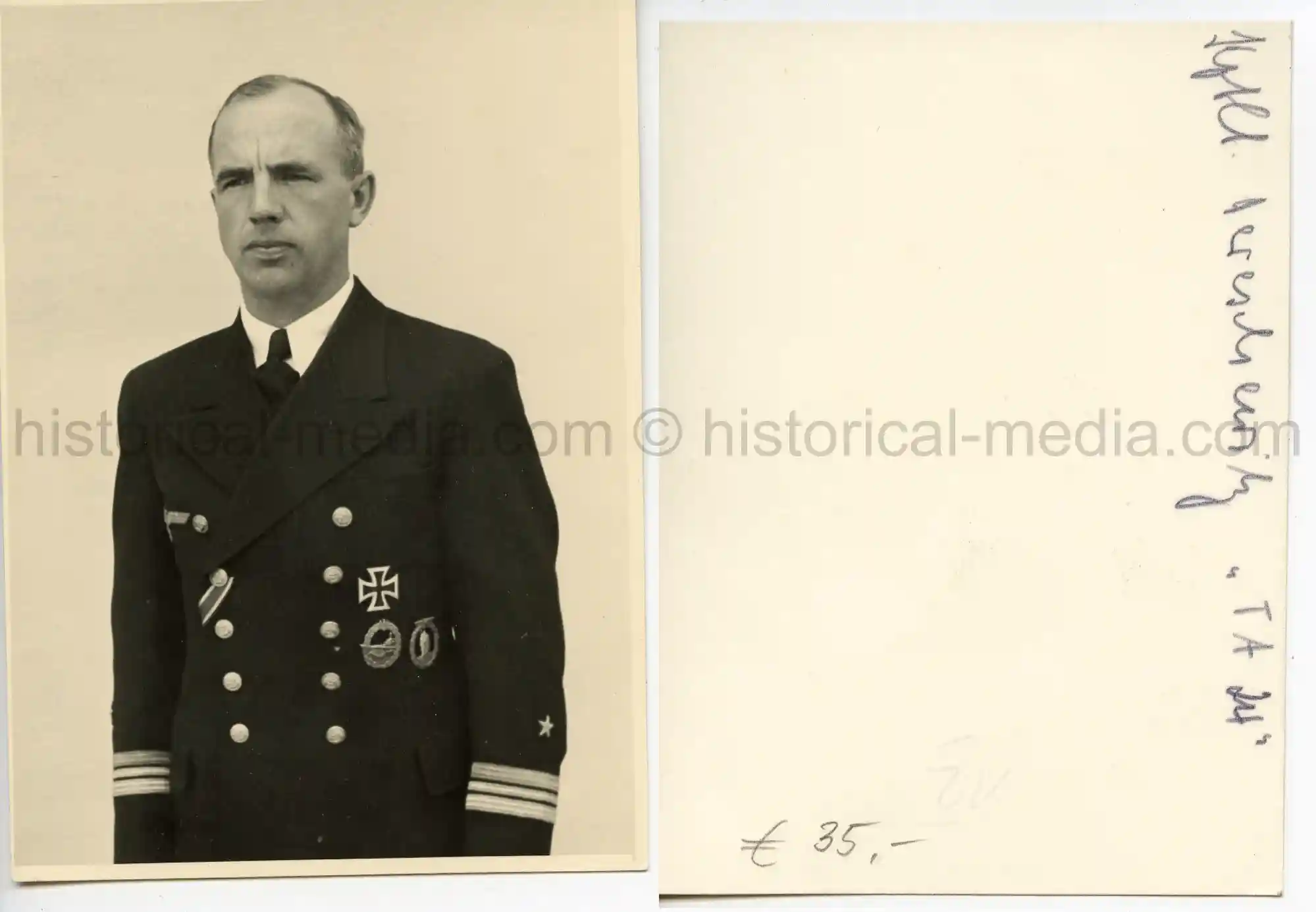STUDIO PORTRAIT PHOTO KRIEGSMAREINE - DESTROYER, EK1, MINESWEEPER BADGE