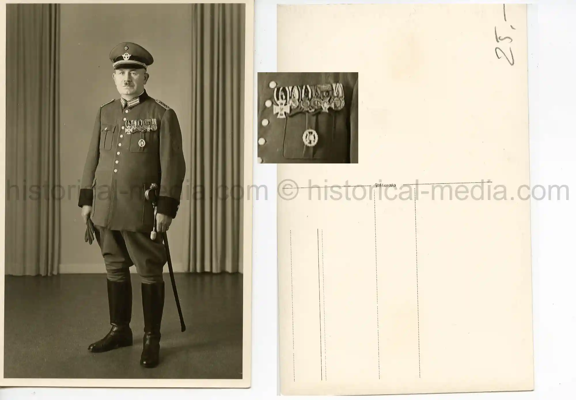 STUDIO PORTRAIT PHOTO -POLIZEI OFFICER W/ LARGE MEDAL BAR