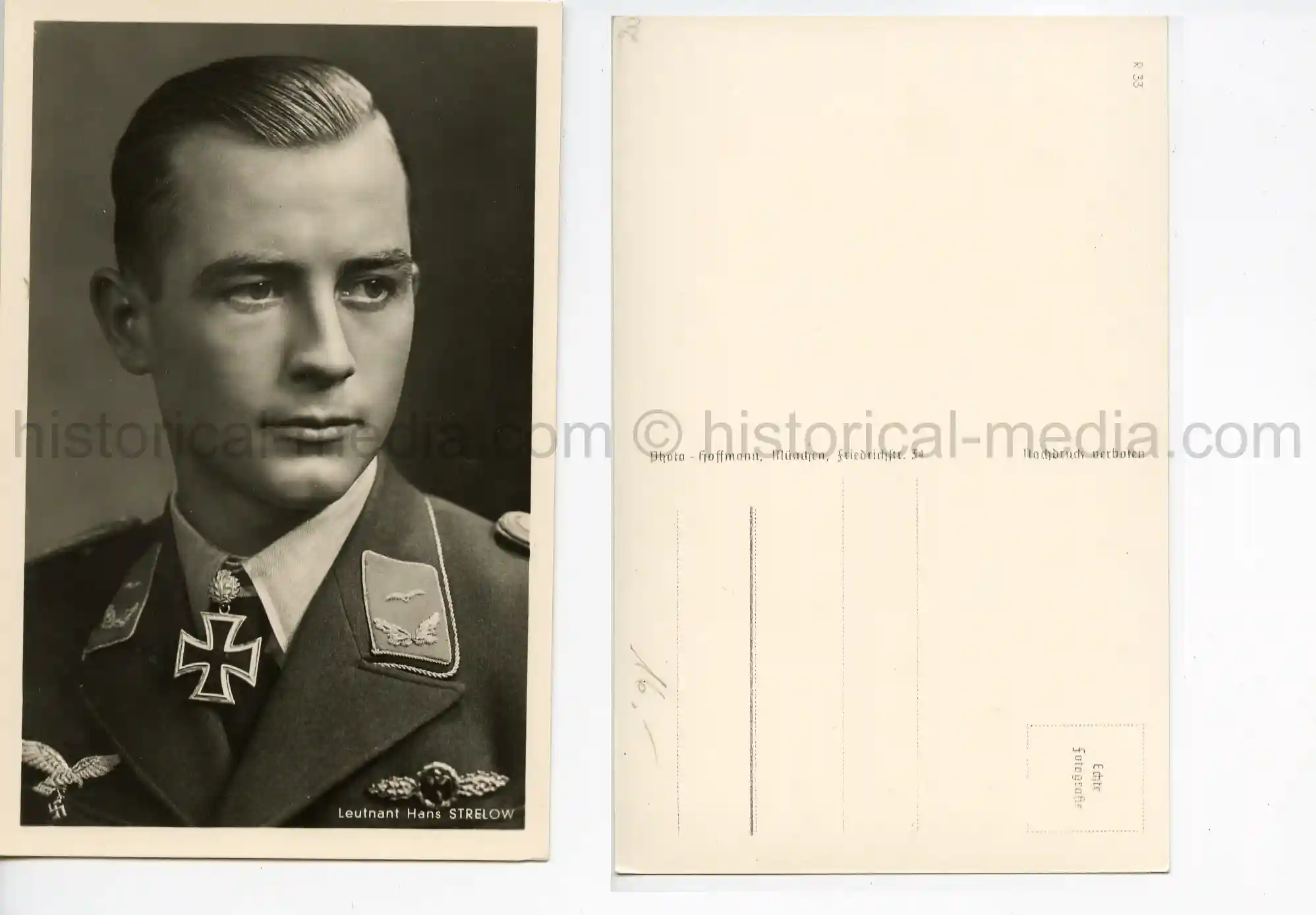 KNIGHTS CROSS WINNER POSTCARD PORTRAIT PHOTO - HANS STRELOW