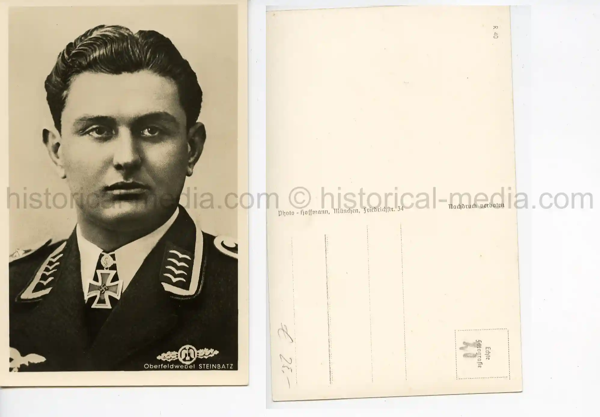 KNIGHTS CROSS WINNER POSTCARD PORTRAIT PHOTO - STEINBATZ