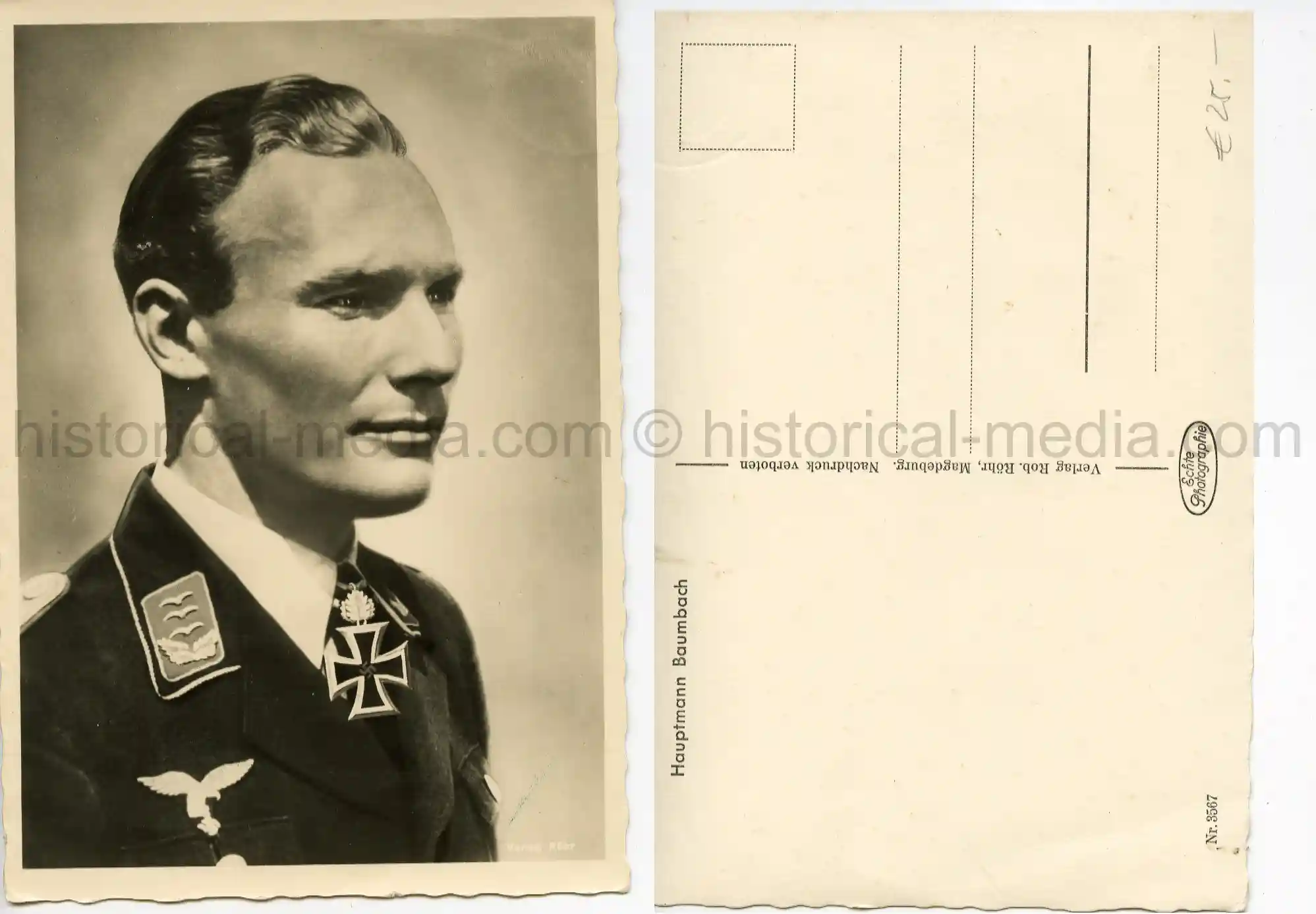 KNIGHTS CROSS WINNER POSTCARD PORTRAIT PHOTO - BAUMBACH