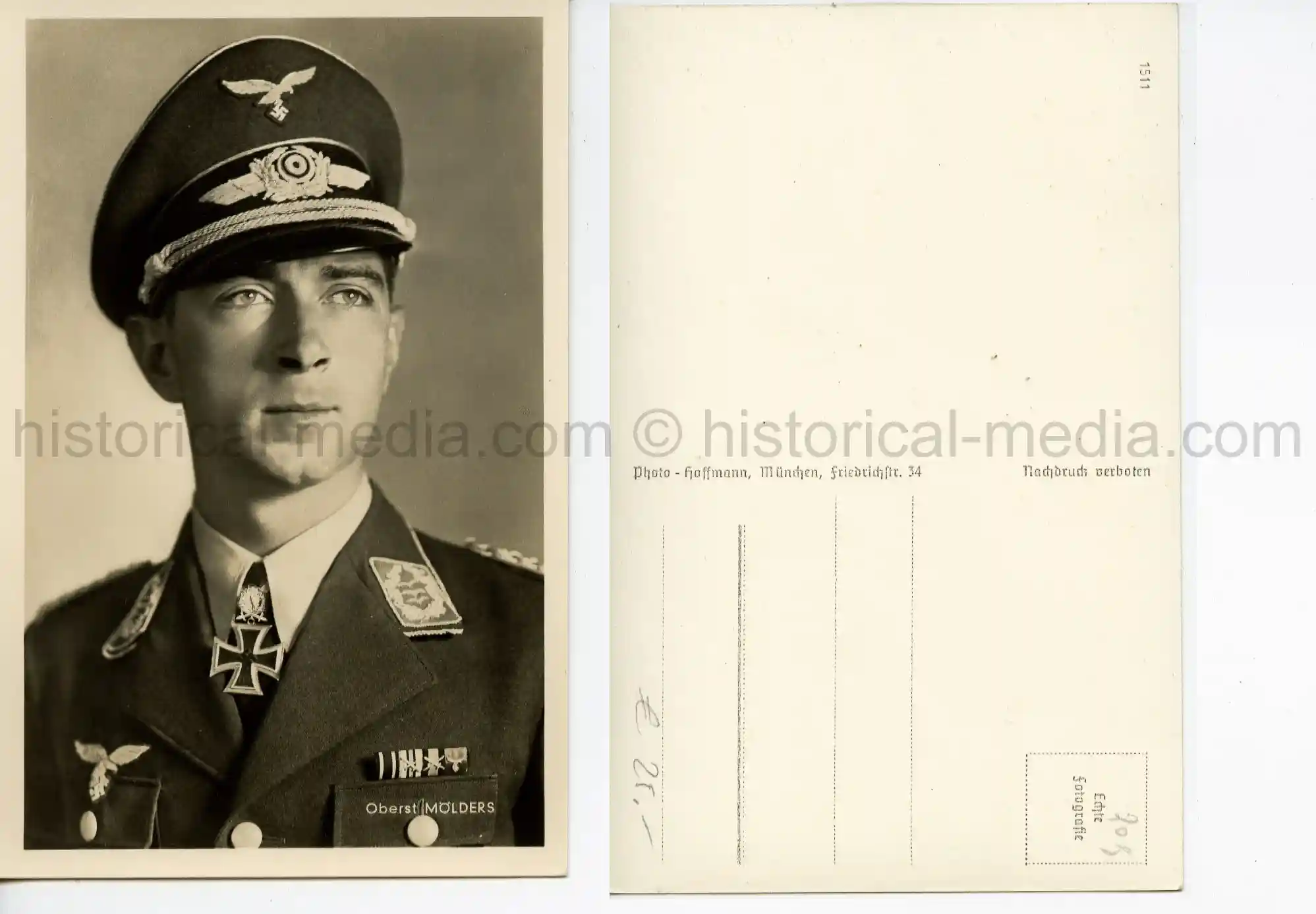 KNIGHTS CROSS WINNER POSTCARD PORTRAIT PHOTO - MÖLDERS