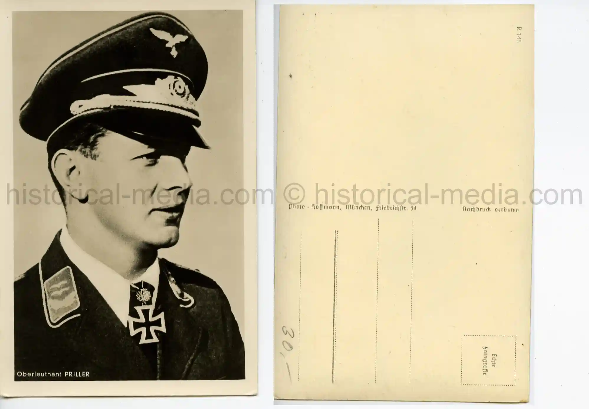 KNIGHTS CROSS WINNER POSTCARD PORTRAIT PHOTO - PRILLER