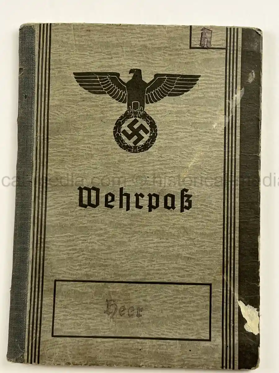 WWII GERMAN WEHRPASS – OBERGEFREITER KARL ABMUS – PIONIER BTL. 22 / 50 / 30 – POLENFELDZUG – OSTFRONT – KIA 18.3.1943 STARAJA RUSSA
