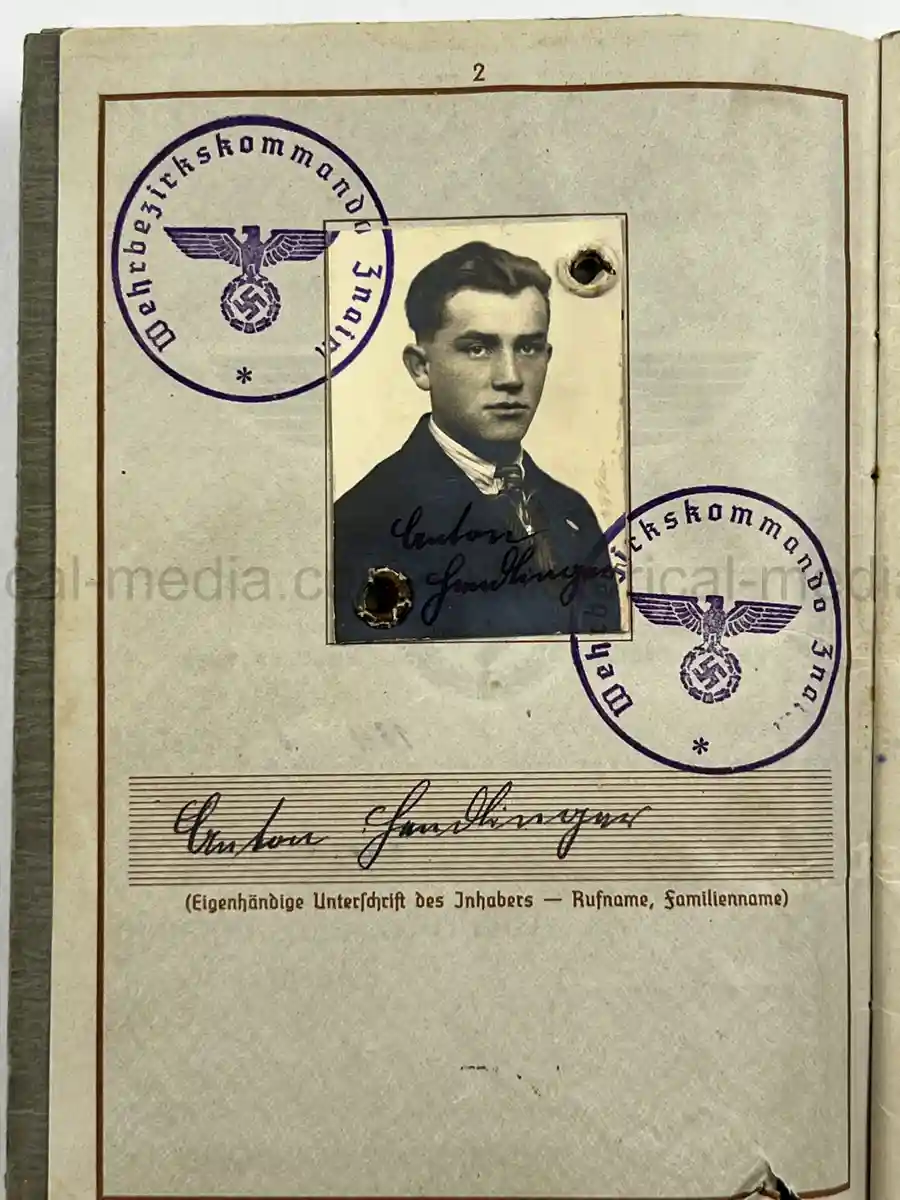 WEHRPASS – GEBIRGSJÄGER – ANTON HENDLINGER – JÄGER REGT. 207 – POLENFELDZUG – FRANKREICHFELDZUG – OSTFRONT – EKII – KUBANSCHILD – KIA 25.5.1943 BRYANSK AREA