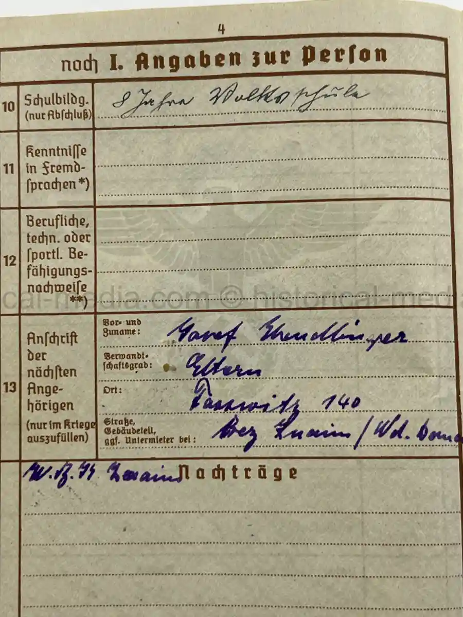 WEHRPASS – GEBIRGSJÄGER – ANTON HENDLINGER – JÄGER REGT. 207 – POLENFELDZUG – FRANKREICHFELDZUG – OSTFRONT – EKII – KUBANSCHILD – KIA 25.5.1943 BRYANSK AREA