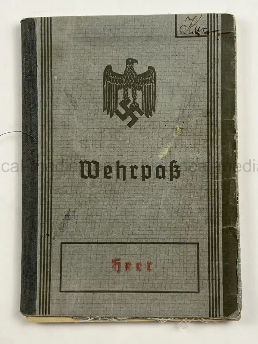 WEHRPASS – UNTEROFFIZIER ARNOLD KÜRZER – VETERINÄR-KOMPANIE 252 – POLENFELDZUG – EKII – EHRENKREUZ F. FRONTKÄMPFER