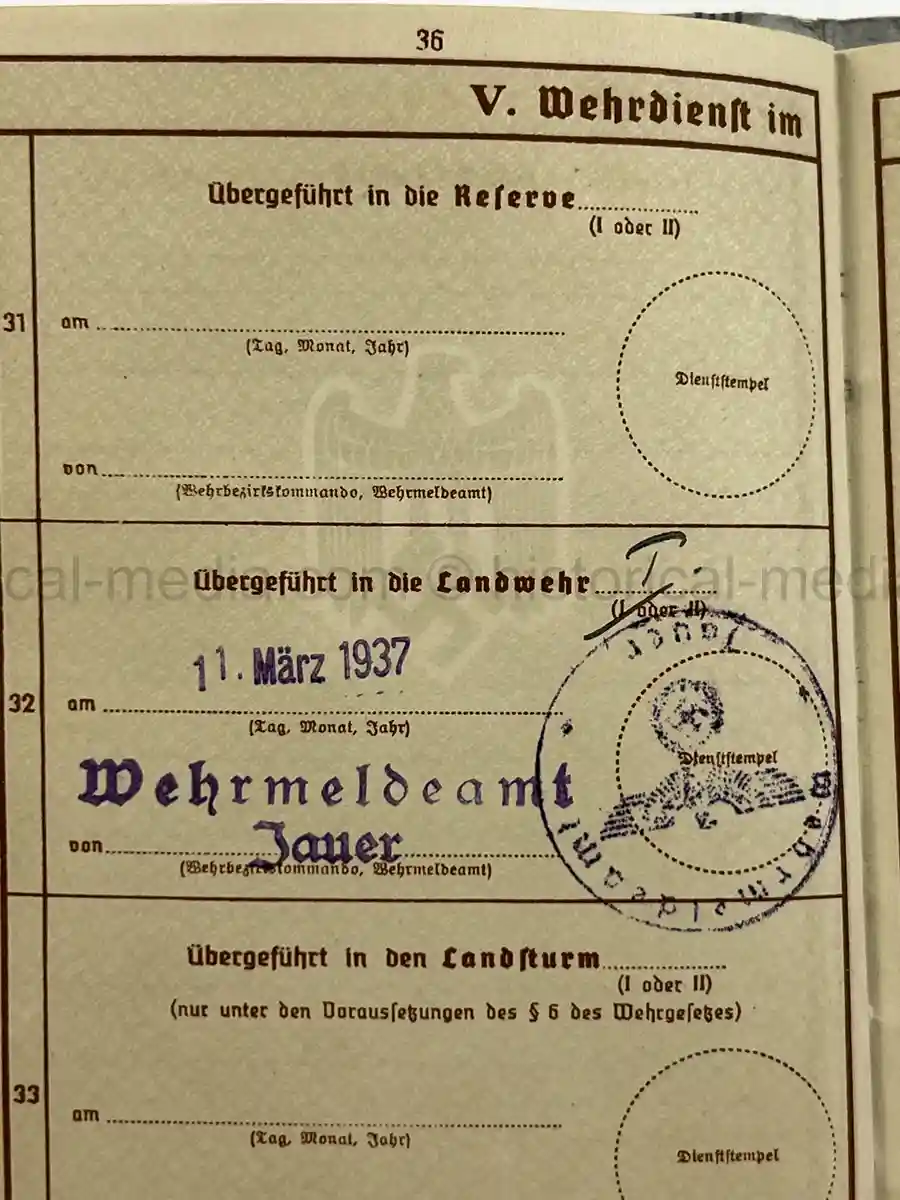 WEHRPASS – UNTEROFFIZIER ARNOLD KÜRZER – VETERINÄR-KOMPANIE 252 – POLENFELDZUG – EKII – EHRENKREUZ F. FRONTKÄMPFER