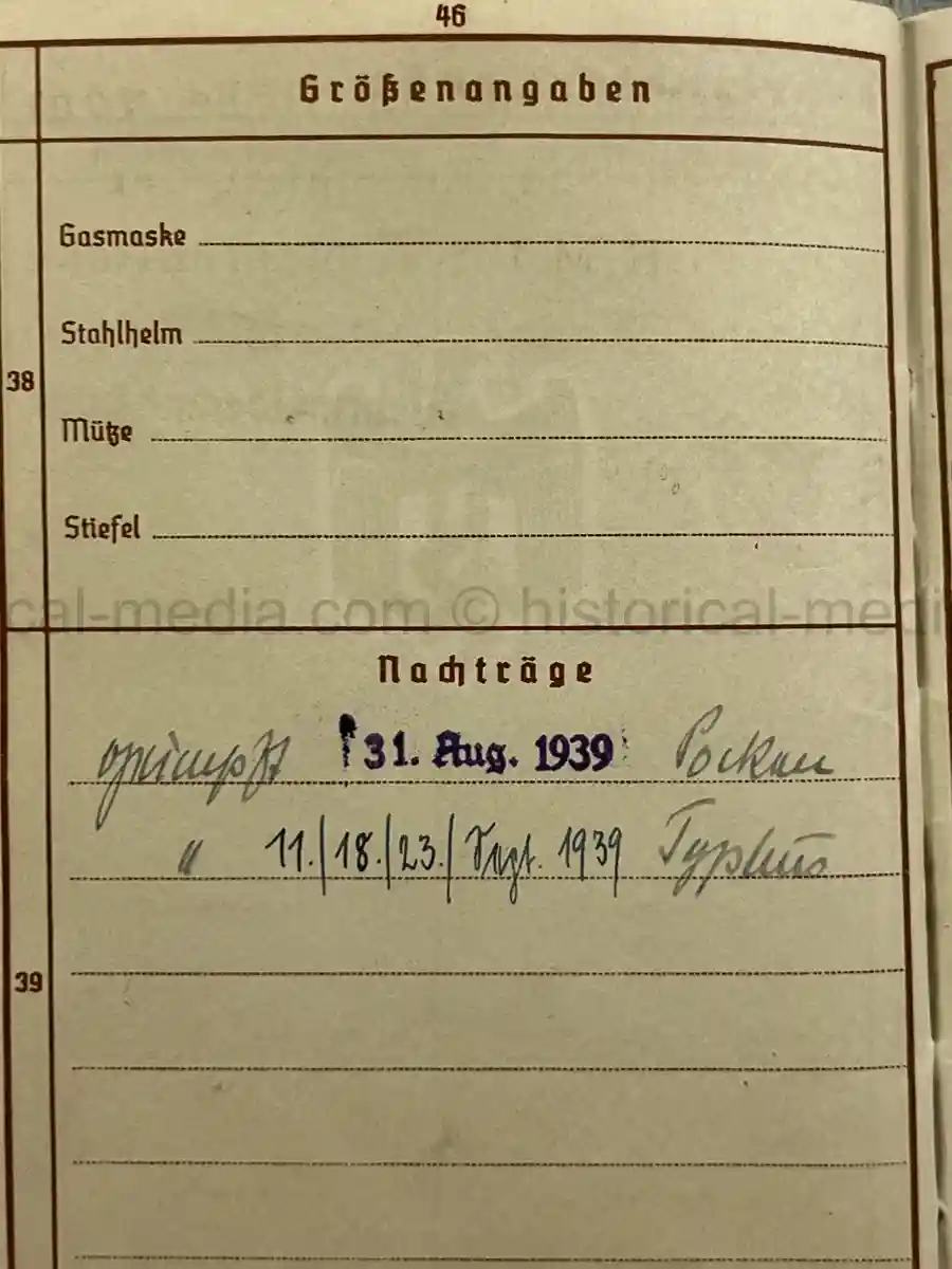 WEHRPASS – UNTEROFFIZIER ARNOLD KÜRZER – VETERINÄR-KOMPANIE 252 – POLENFELDZUG – EKII – EHRENKREUZ F. FRONTKÄMPFER