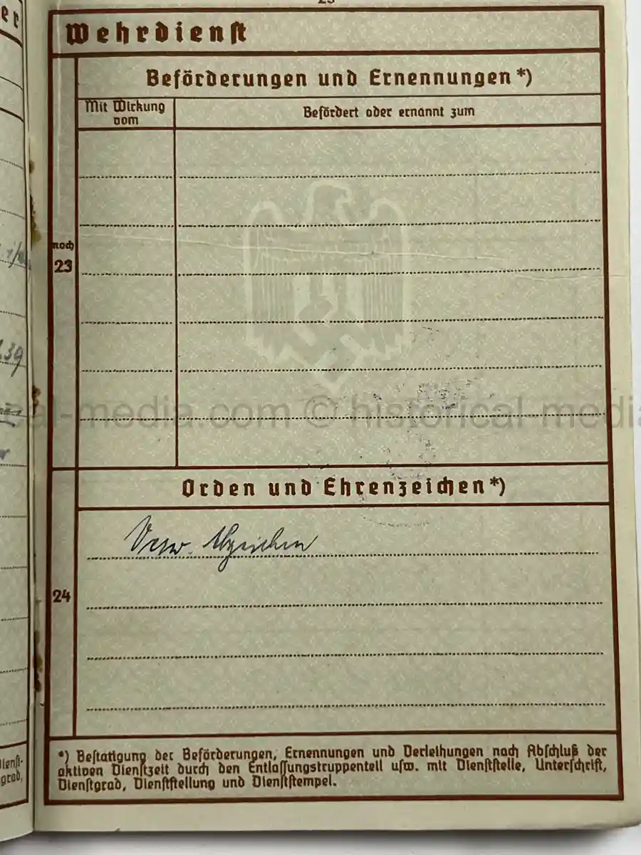 WWII GERMAN WEHRPASS – INFANTERIE – JOHANN EDER – INF. REGT. 41 / 20 – POLENFELDZUG – WOUNDED 1939 – BATTLE OF BZURA