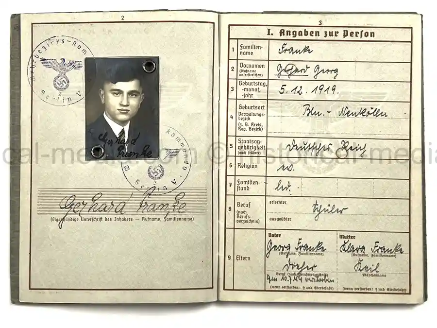 WEHRPASS – GERHARD FRANKE – INF. REGT. 67 – 23. INFANTERIE-DIVISION – POLENFELDZUG – WESTFELDZUG – OSTFRONT – WOUNDED 1941