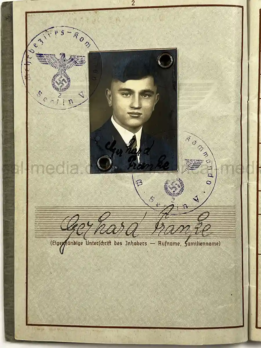 WEHRPASS – GERHARD FRANKE – INF. REGT. 67 – 23. INFANTERIE-DIVISION – POLENFELDZUG – WESTFELDZUG – OSTFRONT – WOUNDED 1941
