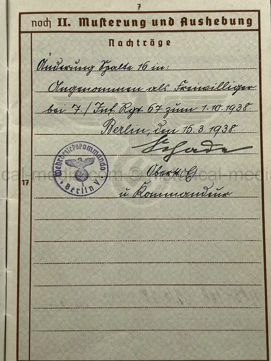 WEHRPASS – GERHARD FRANKE – INF. REGT. 67 – 23. INFANTERIE-DIVISION – POLENFELDZUG – WESTFELDZUG – OSTFRONT – WOUNDED 1941