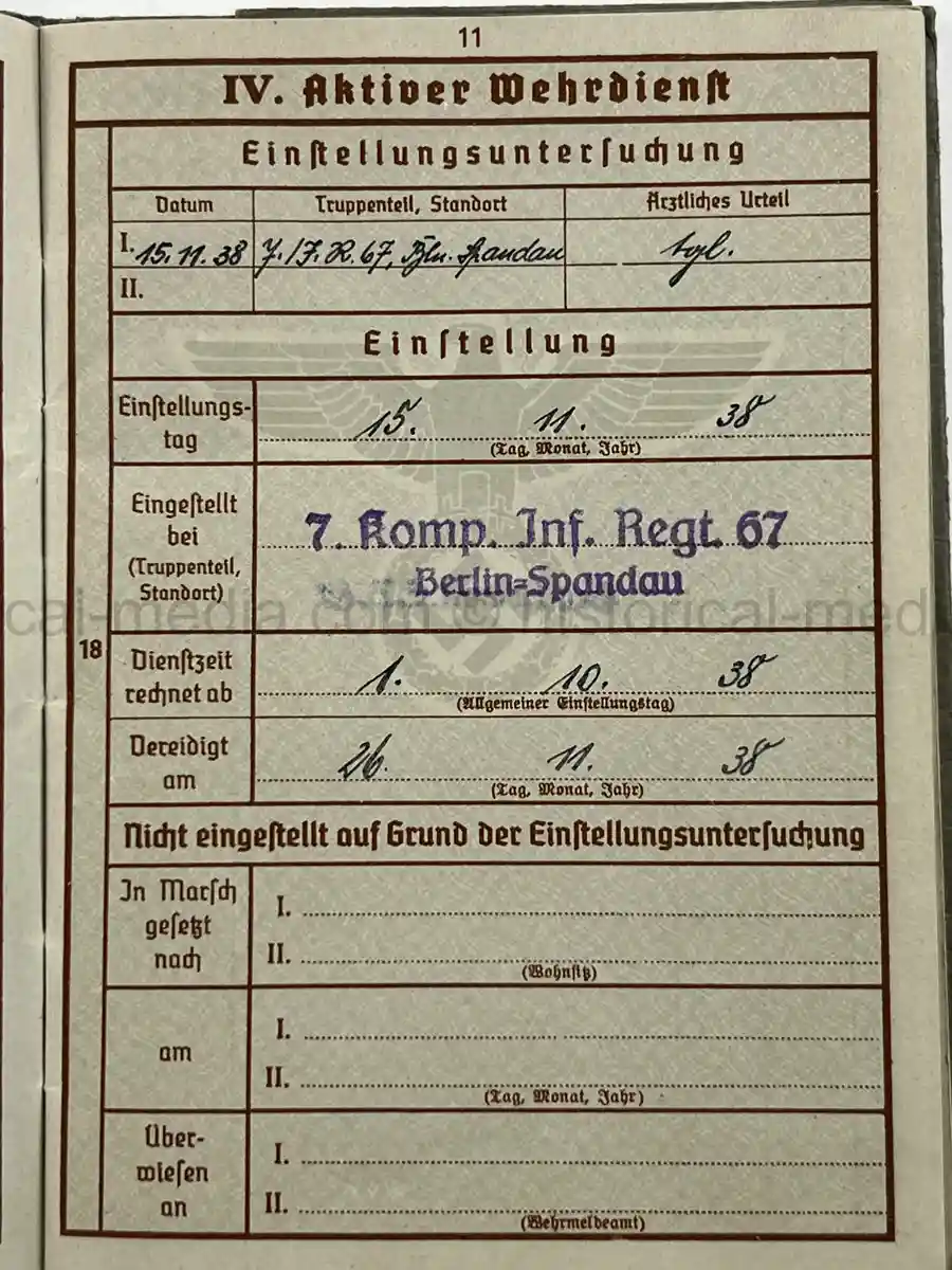 WEHRPASS – GERHARD FRANKE – INF. REGT. 67 – 23. INFANTERIE-DIVISION – POLENFELDZUG – WESTFELDZUG – OSTFRONT – WOUNDED 1941