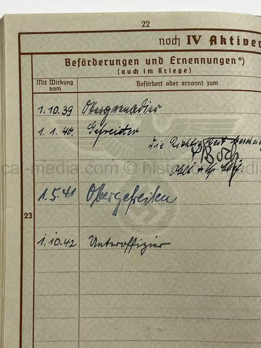 WEHRPASS – GERHARD FRANKE – INF. REGT. 67 – 23. INFANTERIE-DIVISION – POLENFELDZUG – WESTFELDZUG – OSTFRONT – WOUNDED 1941