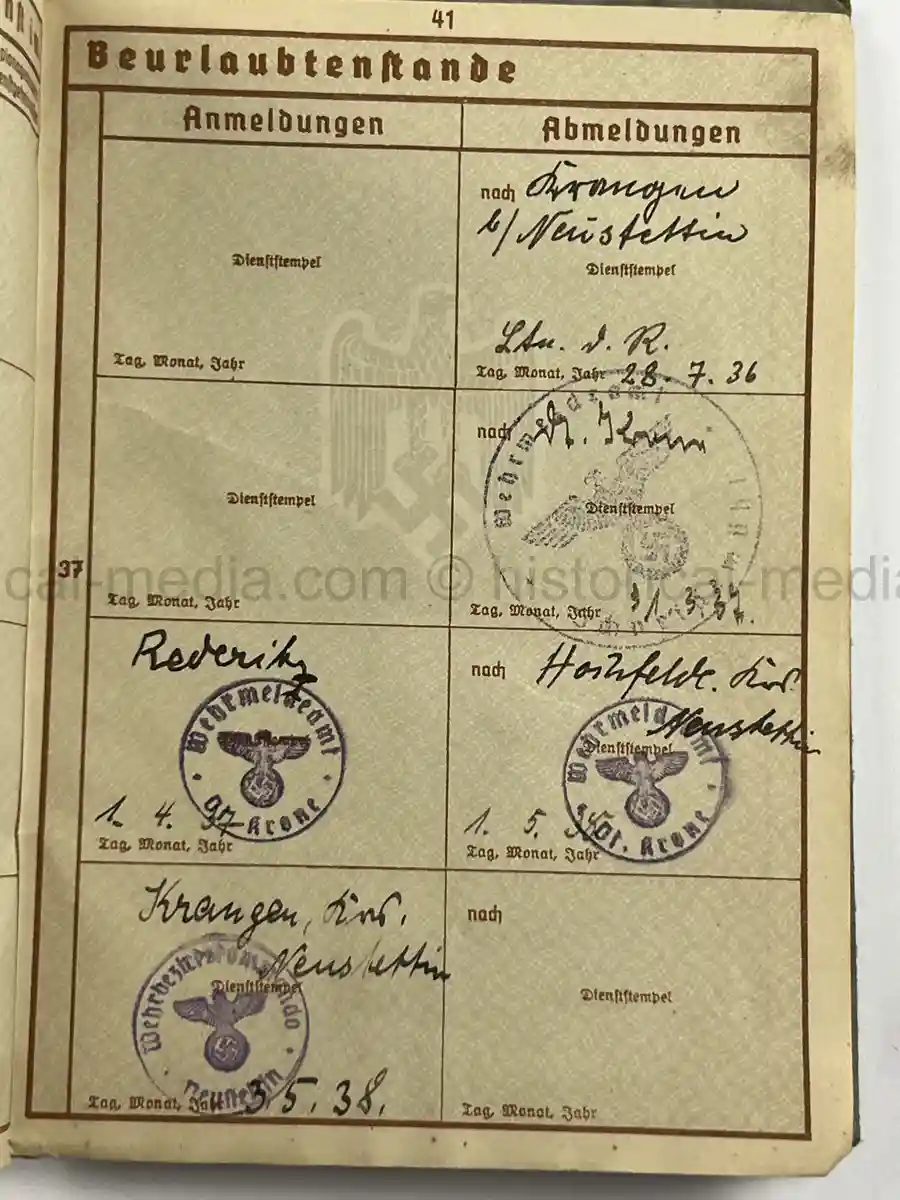 WEHRPASS – FRANZ ZAKRZEWSKI - 23. INFANTERIE-DIVISION – POLAND – FRANCE – OSTFRONT (HEERESGRUPPE NORD) – LENINGRAD / DEMJANSK – KIA NEWEL 1941 – POSTHUMOUS EK II