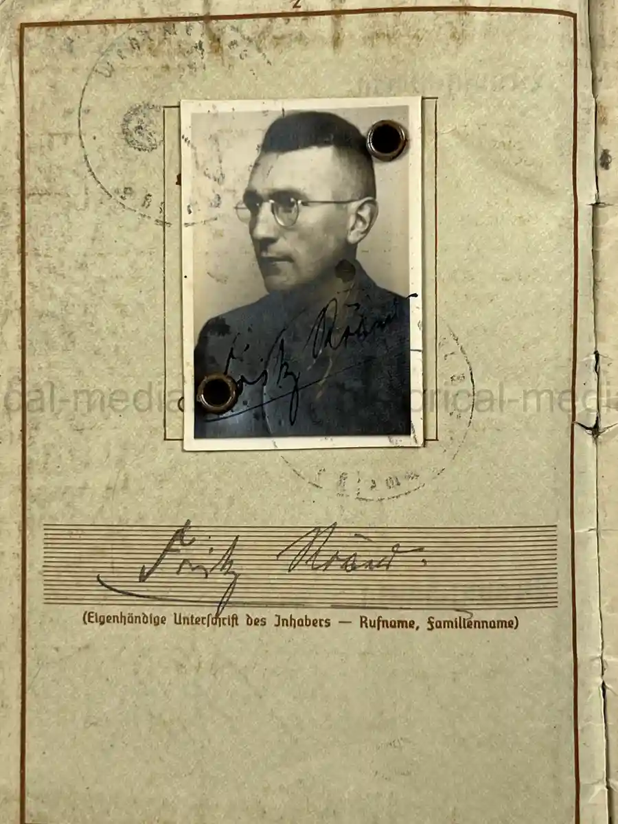 WEHRPASS – FRIEDRICH KARL KOVER – ARTILLERIE-REGIMENT 67 – 23. INF. DIVISION - POLENFELDZUG – WESTFELDZUG