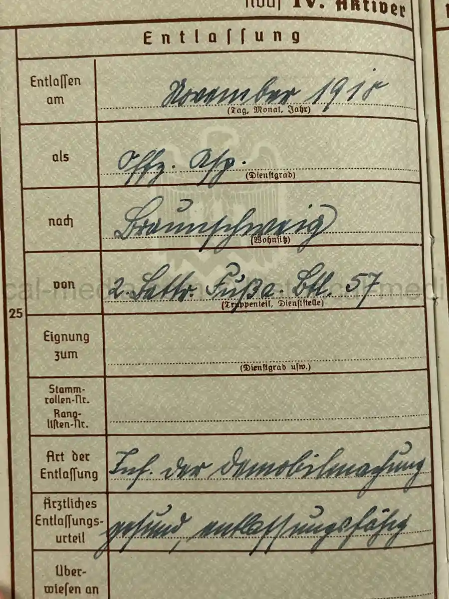 WEHRPASS – FRIEDRICH KARL KOVER – ARTILLERIE-REGIMENT 67 – 23. INF. DIVISION - POLENFELDZUG – WESTFELDZUG