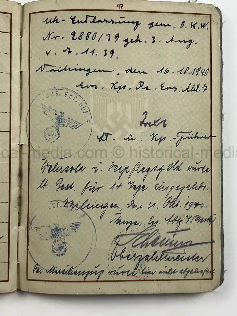 WEHRPASS – FRIEDRICH KARL KOVER – ARTILLERIE-REGIMENT 67 – 23. INF. DIVISION - POLENFELDZUG – WESTFELDZUG