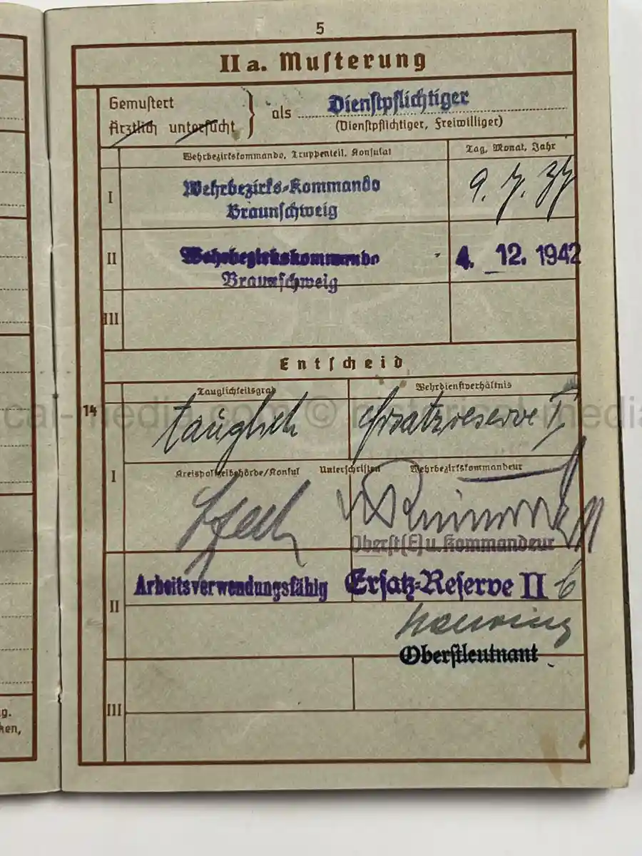 WEHRPASS – WALTER ADAM - 60. + 8. INFANTERIE DIVISION - POLENFELDZUG – WESTFELDZUG – VOLKSSTURM 1944