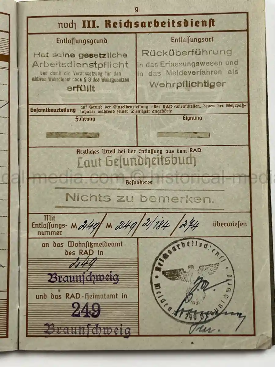 WEHRPASS – WALTER ADAM - 60. + 8. INFANTERIE DIVISION - POLENFELDZUG – WESTFELDZUG – VOLKSSTURM 1944