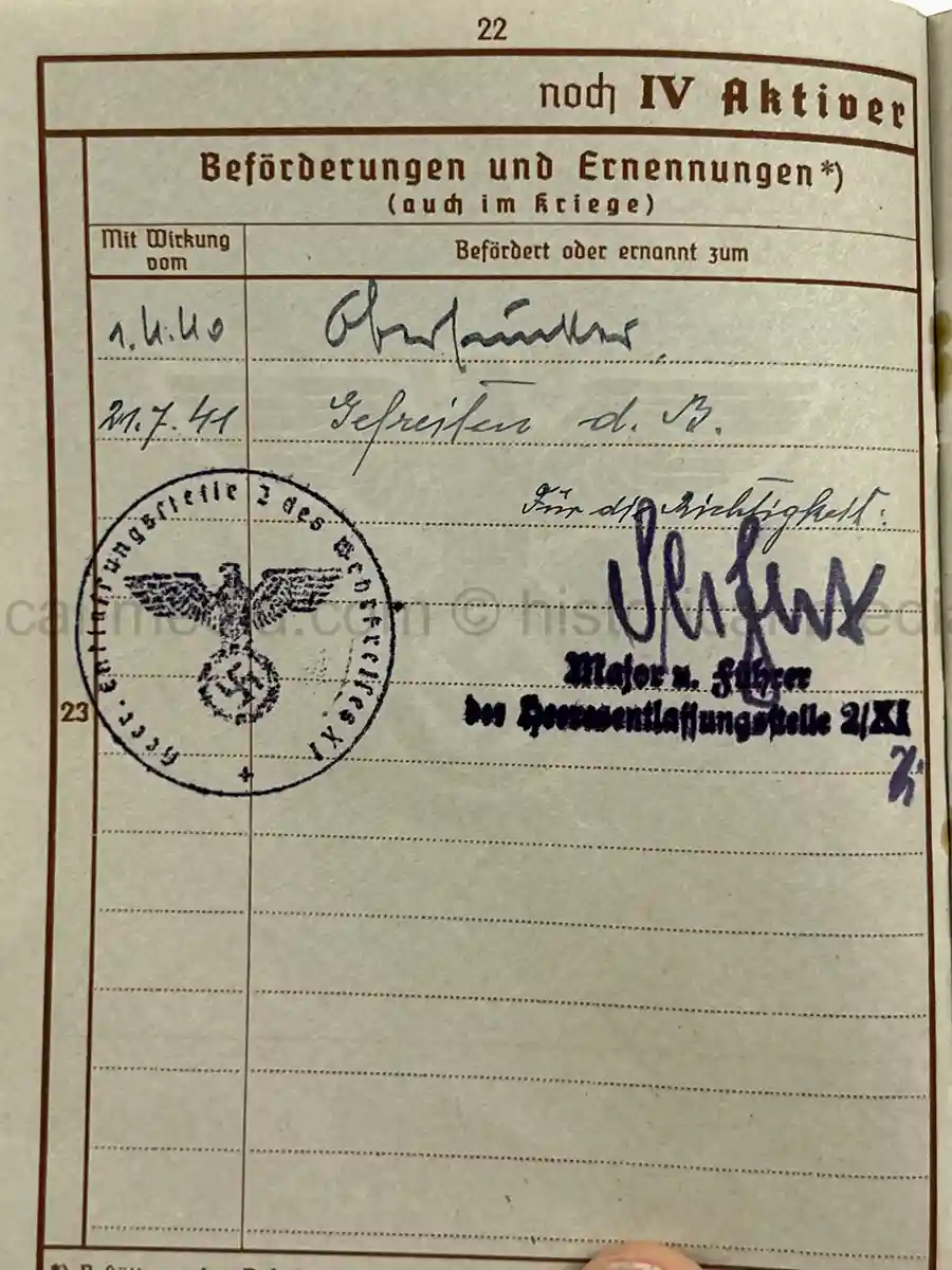 WEHRPASS – WALTER ADAM - 60. + 8. INFANTERIE DIVISION - POLENFELDZUG – WESTFELDZUG – VOLKSSTURM 1944