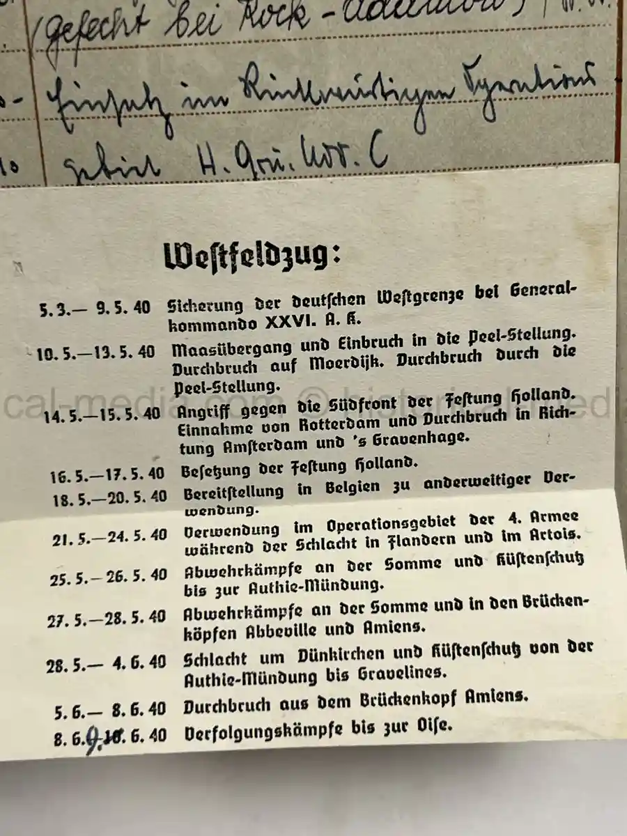 WEHRPASS – WALTER ADAM - 60. + 8. INFANTERIE DIVISION - POLENFELDZUG – WESTFELDZUG – VOLKSSTURM 1944