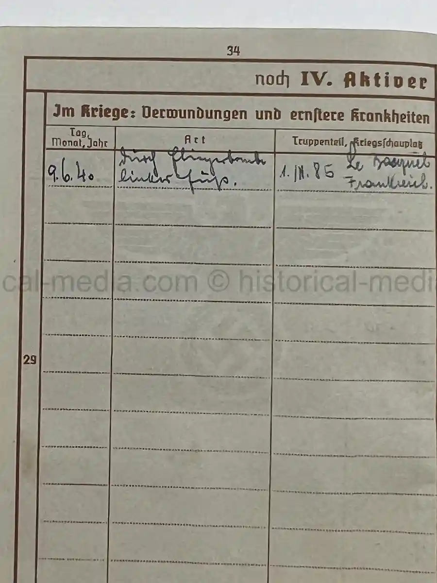 WEHRPASS – WALTER ADAM - 60. + 8. INFANTERIE DIVISION - POLENFELDZUG – WESTFELDZUG – VOLKSSTURM 1944