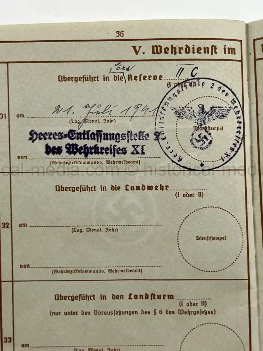 WEHRPASS – WALTER ADAM - 60. + 8. INFANTERIE DIVISION - POLENFELDZUG – WESTFELDZUG – VOLKSSTURM 1944