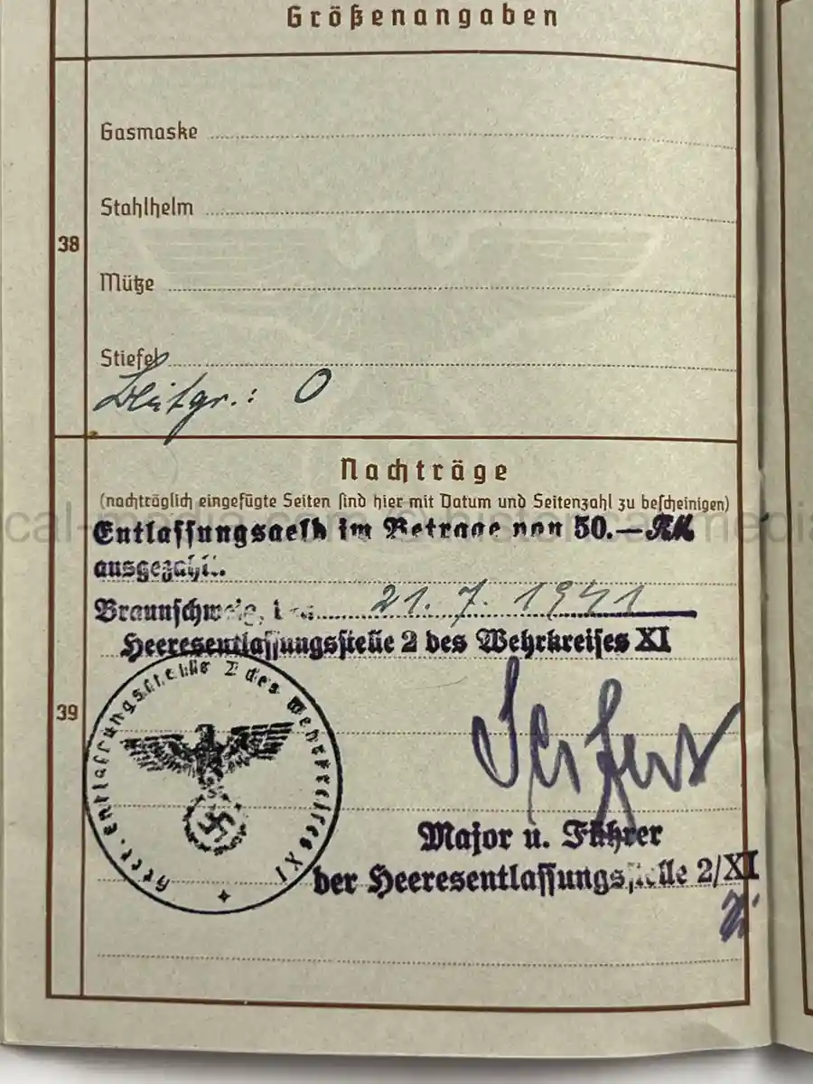 WEHRPASS – WALTER ADAM - 60. + 8. INFANTERIE DIVISION - POLENFELDZUG – WESTFELDZUG – VOLKSSTURM 1944